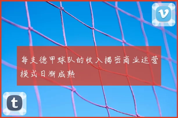 每支德甲球队的收入揭密商业运营模式日渐成熟